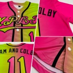 Özel Neon Yeşil Pembe-Siyah Otantik Degrade Moda Beyzbol Forması