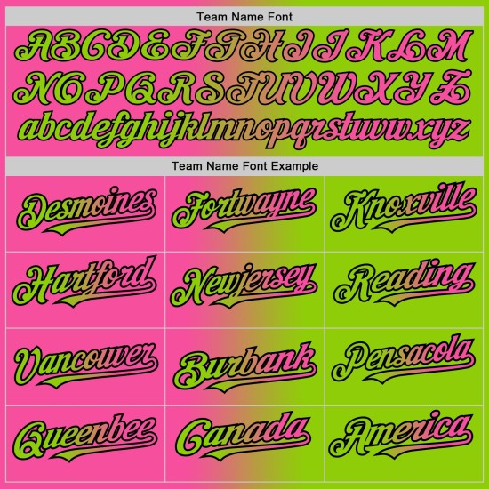 Özel Neon Yeşil Pembe-Siyah Otantik Degrade Moda Beyzbol Forması