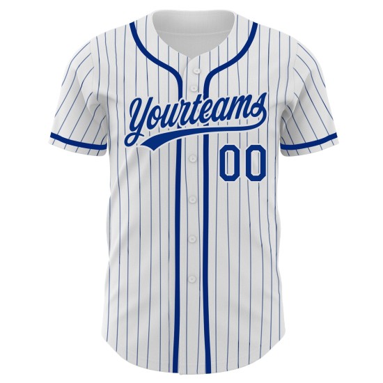 Özel Beyaz Royal Pinstripe Royal Orijinal Beyzbol Forması Özel Beyaz Royal Pinstripe Royal Orijinal Beyzbol Forması