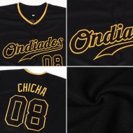 Custom Black Black-Gold Authentic Baseball Jersey Custom Black Black-Gold Authentic Baseball Jersey